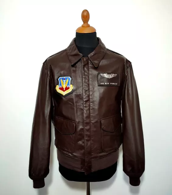Vintage Cooper US Airforce Jacket Leather Type A-2 Brown 42 (M-L) Mens ACC Patch