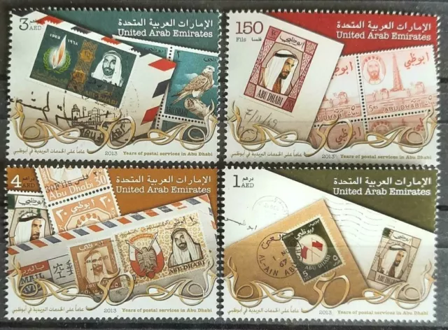 Uae 2013 Set/4 Stamp 50 Years Of Postal Services In Abu Dhabi, Birds, Falcons.