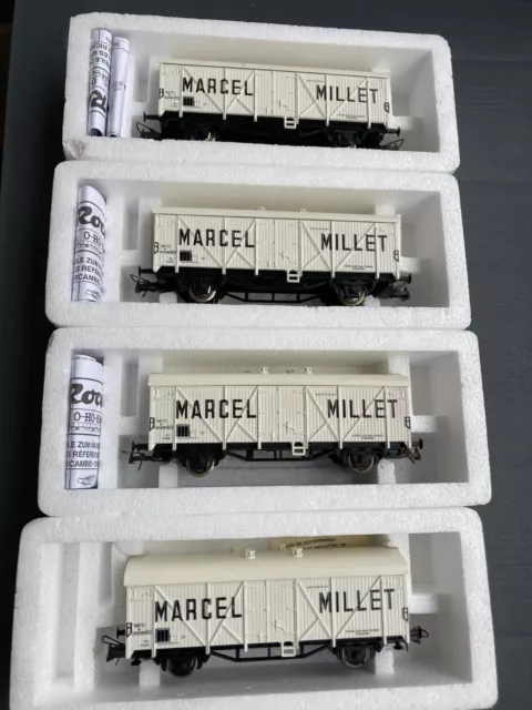 ROCO - SNCF - 4 WAGONS COUVERT " MARCEL MILLET " - Échelle HO   - Ep III