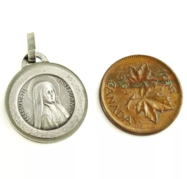 ST BERNADETTE SOUBIROUS Vintage Medal Pendant Shepherdess and Nun ...