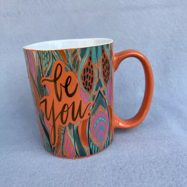 Etta Vee Coffee Mug BE YOU Graphic Gold Multicolor Floral Cup