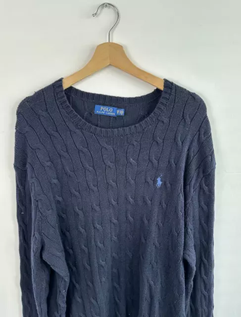 Maglione girocollo Ralph Lauren lavorato a maglia 1XB 2XL blu navy da uomo