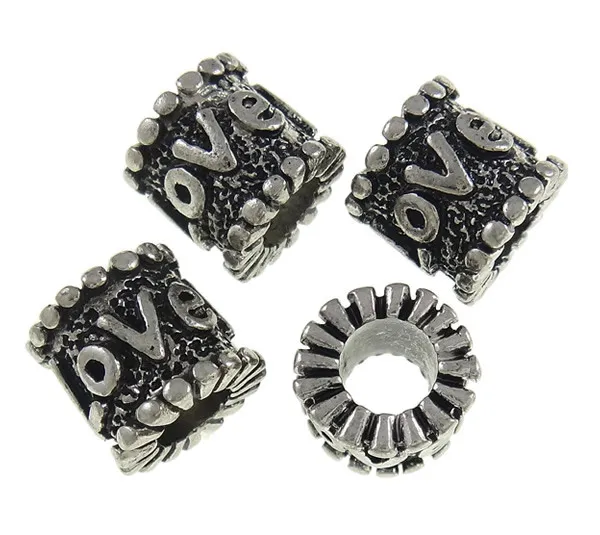 Perle en Metal 10mm " Love " Charms bracelet Europeen creation bijoux european
