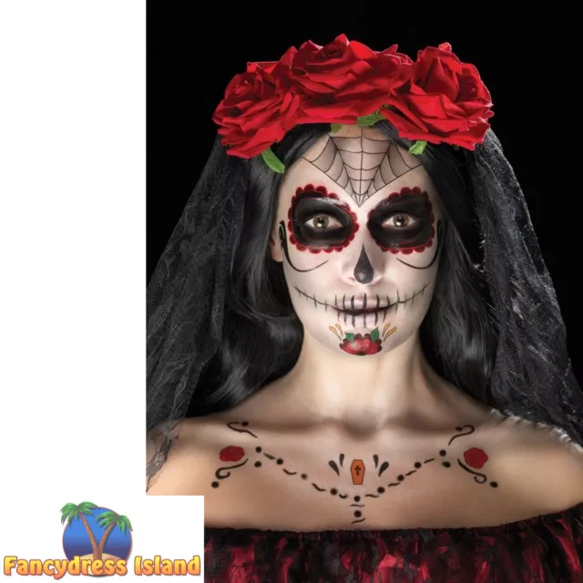 Smiffys Day of the Dead Tattoo Kit Transfers Fancy Dress Make Up