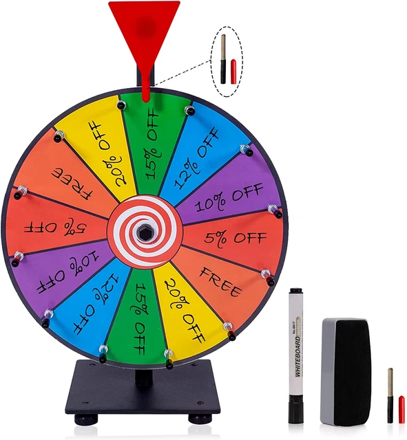 12 INCH HEAVY Duty Spinning Wheel with 12 Slots Color Tabletop Prize