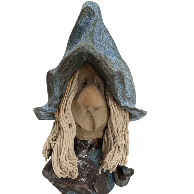 Vintage Scary CLAY WITCH Pottery Handmade by 'Legend Designs' Cornwall England