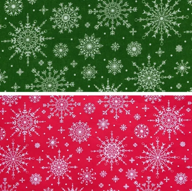 100% Cotton Fabric Rose & Hubble Christmas Snowflakes Festive