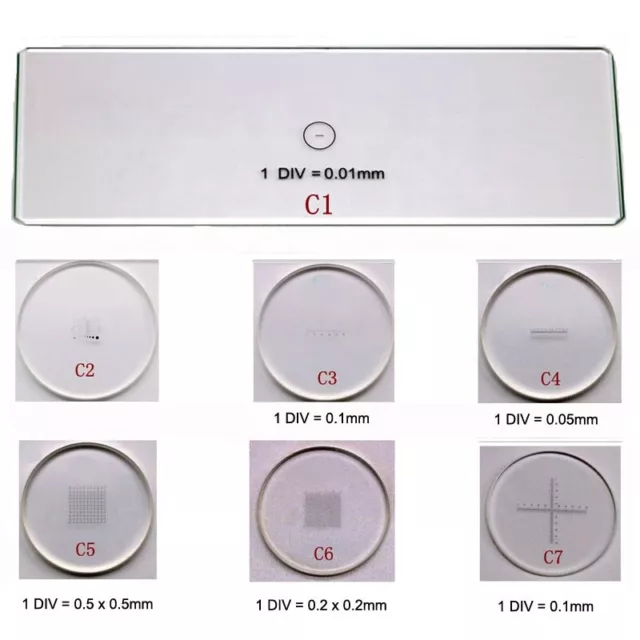 C1-C7 Microscope Accessories Stage Calibration Slide Eyepiece Ocular Micrometer