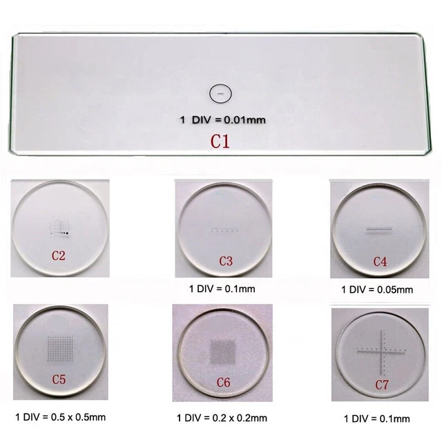 C1-C7 Microscope Accessories Stage Calibration Slide Eyepiece Ocular Micrometer