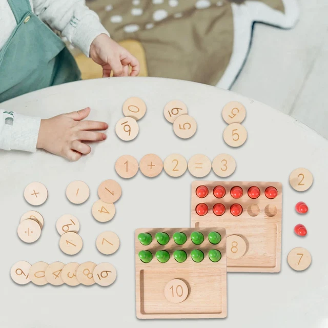 Jouet Montessori Mathématiques En Bois - Tableau De Comptage Avec Doigts + Ardoise - Pour Enfants 3-7 Ans - Addition/soustraction - Cadeau éducatif - 3