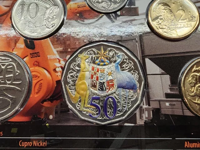 2012 RAM UNC 6 COIN MINT SET WITH HYPER-METALLIC COLOURED 50c COIN