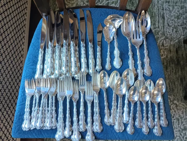 62 Piece Gorham Strasbourg Sterling Silver Flatware Set