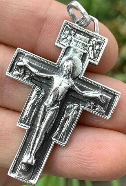 Pendentif Croix Jésus Christ En Argent Massif Et Nacre - Occasion