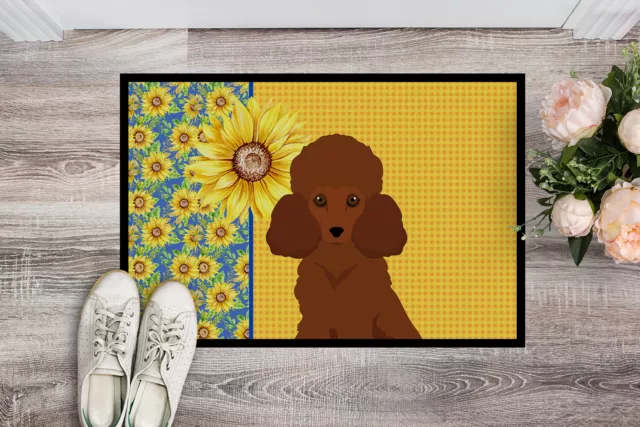 Summer Sunflowers Toy Red Poodle Indoor Outdoor Mat 18x27 WDK5466MAT 2