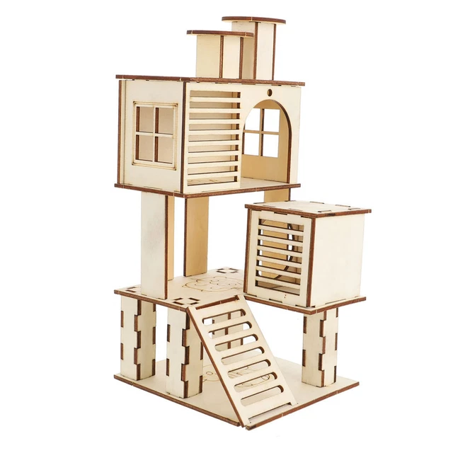 Hamstervilla Chinchilla-Spielhaus Hamsterhaus Holz Zubehör Für Käfig Spielzeug