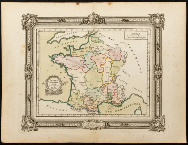 1763 - France - Carte géographique ancienne - Archevêchés français - Gravure