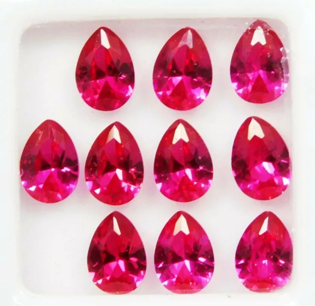 Natural Ruby Dark Red Corundum Pear Shape 6 mm Faceted  Loose Stones 10 pcs