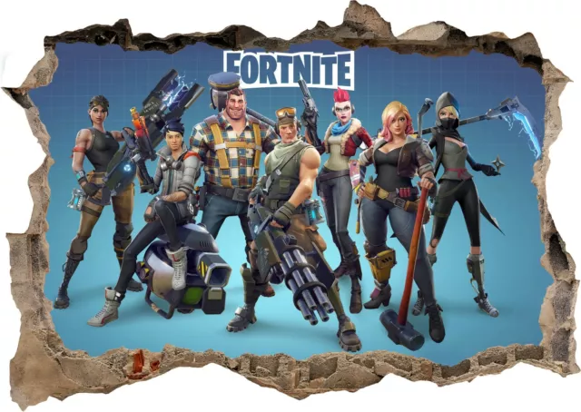 Fortnite Game Bedroom 3D Smashed Wall Stickers Poster Decal Mural