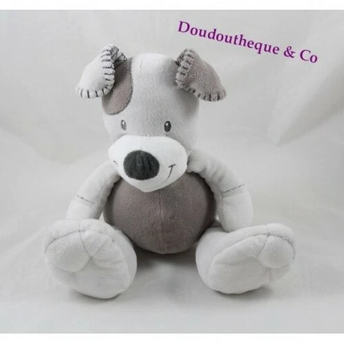Doudou musical chien JOGYSTAR KIABI gris assis 21 cm (CE)