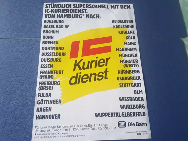 Prospekt Werbung 1983  DB Deutsche Bahn Fernverkehr InterCity IC Kurierdienst