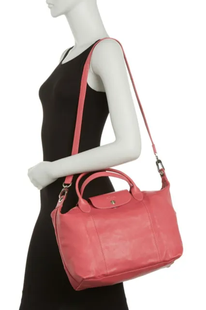Longchamp Le Pliage Leather Foldable Tote~Red~NEW!!!MSRP$565