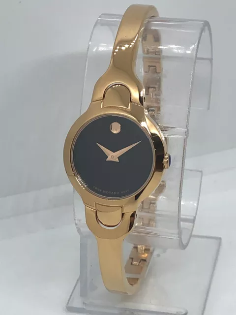 Orologio NUOVO DI ZECCA Movado Museum Donna Cinturino Oro Rosa Quadrante Nero 24 mm