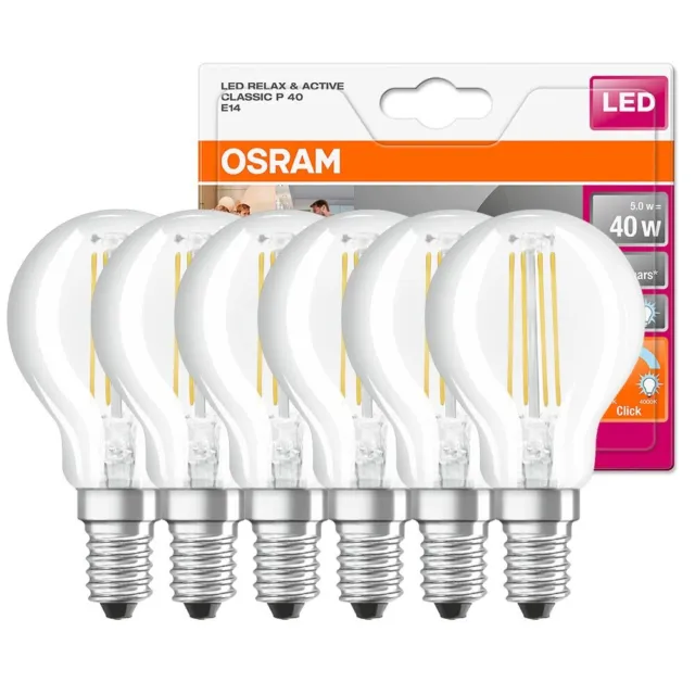 6 x Osram LED Filament Tropfen 5W ~40W E14 klar warm & kalt per Schalter UVP 53€