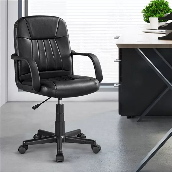 Silla Escritorio Rueda Silla de Trabajo Negro para Oficina Despacho Hogar PU