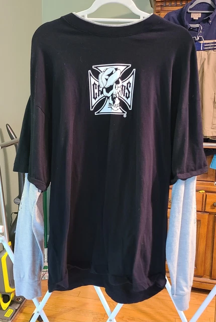 Rare Vtg West Coast Choppers Jesse James Skull Mens 2XL Lg. Beach Graphic Shirt