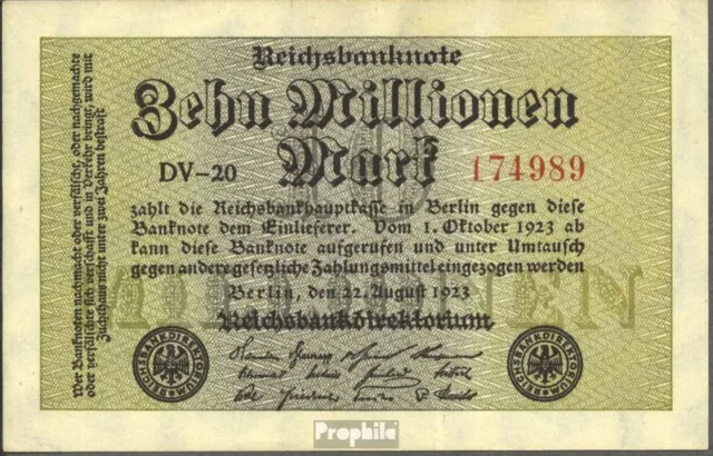 Banknoten Deutsches Reich 1923 Rosenbg: 105a, Wasserzeichen Hakensterne 6stellig