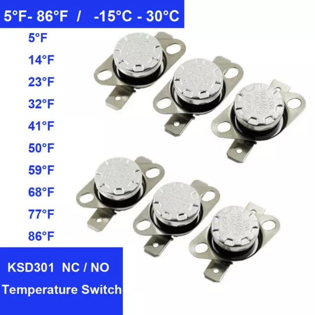 KSD301 Temperature Switch Control Sensor Thermal Thermostat 5°F-86°F/-15°C-30°C