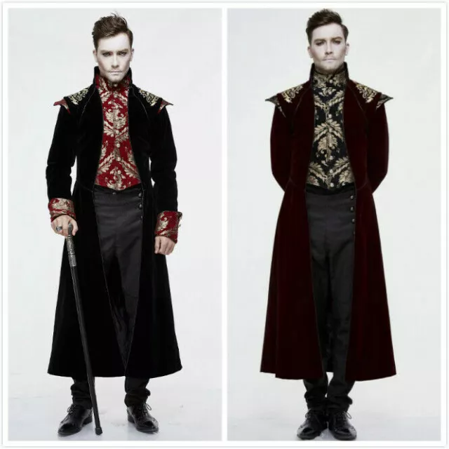 Devil Fashion Vintage Gothic Palace Vampire Men's Jacquard Dovetail Overcoat