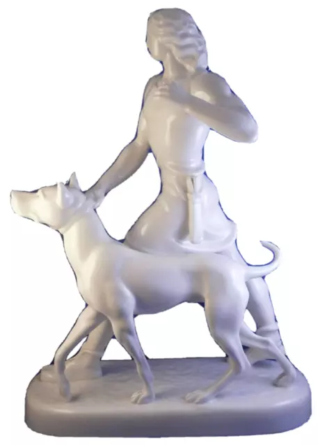 Augarten Porcelaine Vienna Blanc De Chine Homme Chien Figurine Porzellan Figur