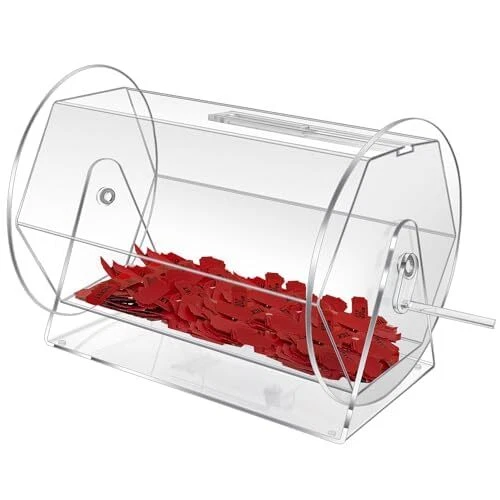 ACRYLIC RAFFLE DRUM with Handle, Clear Raffle Ticket Drum Spinner Cage ...