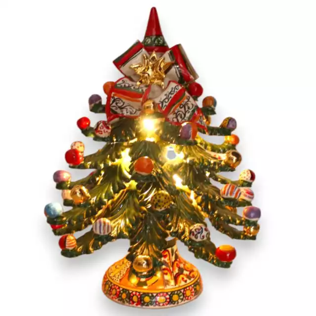 Lume Albero di Natale serie ÈLITE in ceramica Caltagirone e smalto Oro Zecchino