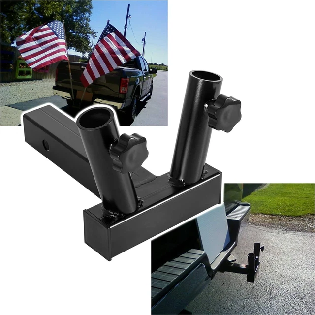 HEAVY DUTY DOUBLE Flag Pole Holder Hitch Mount for Truck Fit 2