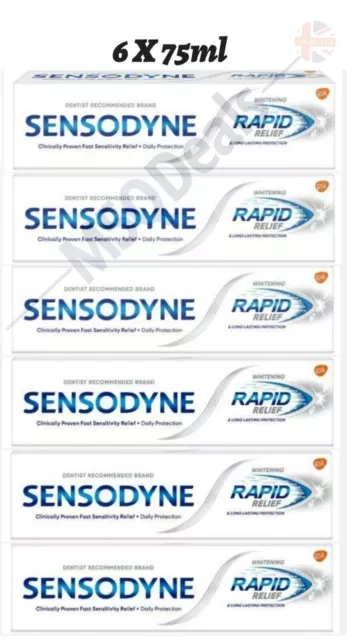 Sensodyne Rapid Relief Toothpaste 75ml x6 Boxes Exp 06/2025 RRP £32.94