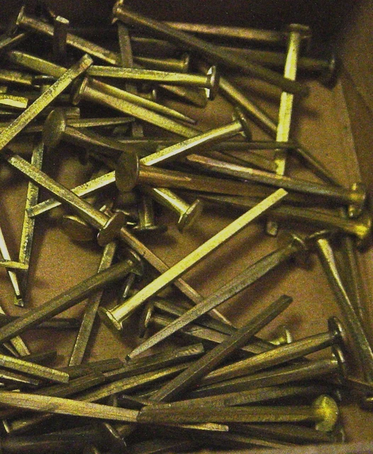 Antique Furniture Restoration 1.5" Long Cut Brass Nail 10 Pc Lot Trunk Chest
