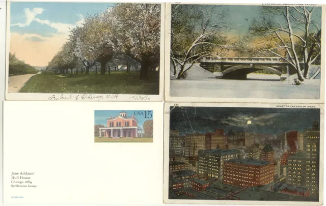 Lot de 4 cartes postales anciennes ETATS-UNIS USA CHICAGO