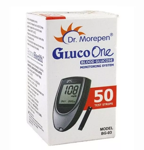 Dr. Morepen GlucoOne BG 03 Test Strips, Pack of 50 (No Glucometer