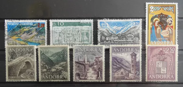 Lot de 9 timbres Andorre