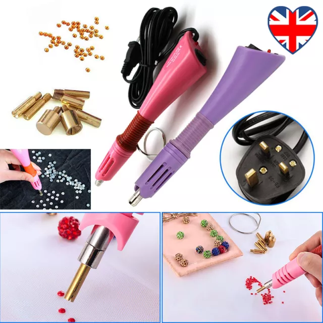 Crystal Heat Gun Wand Applicator 7 Tips Hotfix Rhinestone Tool Iron On Gem Plug