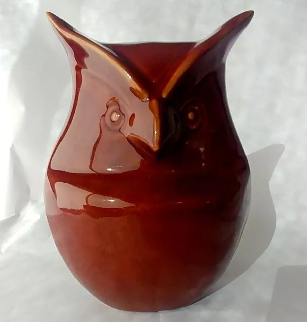 VTG  70 Era Glass Brown Owl  Figurine 10 Inch Tall Unbranded Made in China