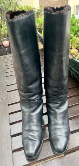 Bottes fourrées en cuir noir T. 40 en excellent état