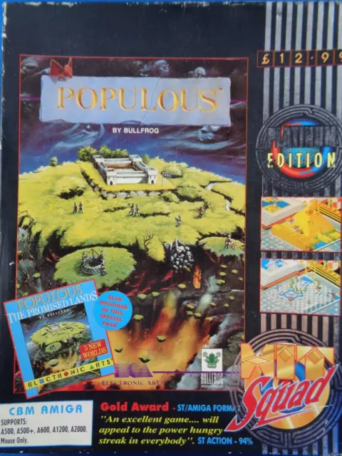 Commodore Amiga -- Populous & Populous The Promised Lands (Ea/Hit Squad)