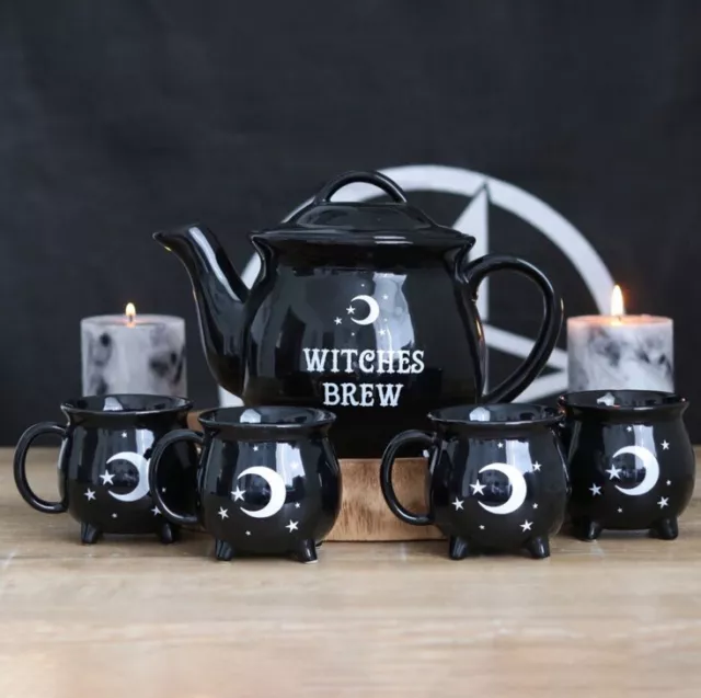 Witches Brew Cauldron Mug Teapot Tea Set Halloween Pagan Witch Coffee Cup Gift