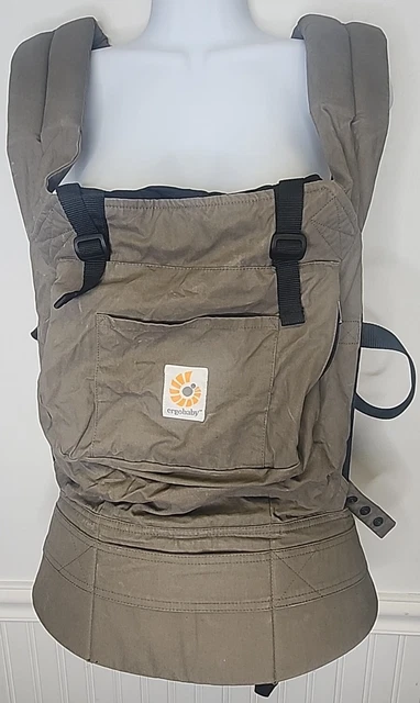 Portabebés ERGOBABY marrón algodón orgánico para niños pequeños (12-45 libras) ~ frontal