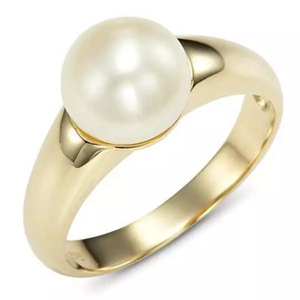 Natural Real 8mm White Pearl 9ct 9K Solid Gold Ring Genuine Brand New