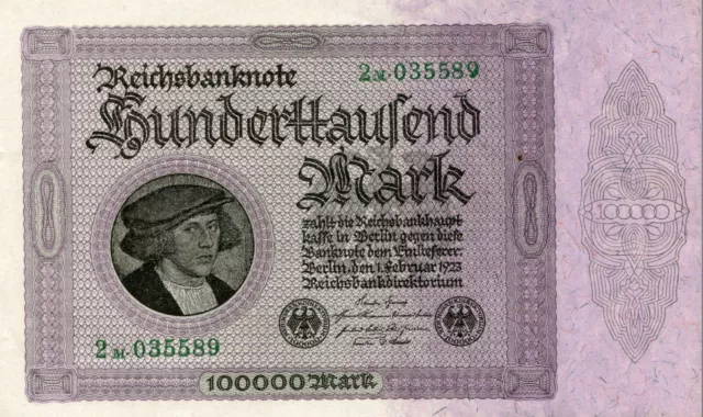 REICHSBANKNOTE - bankfrisch - 100.000 MARK - DEU-93 - 1923 - DEUTSCHE REICHSBANK