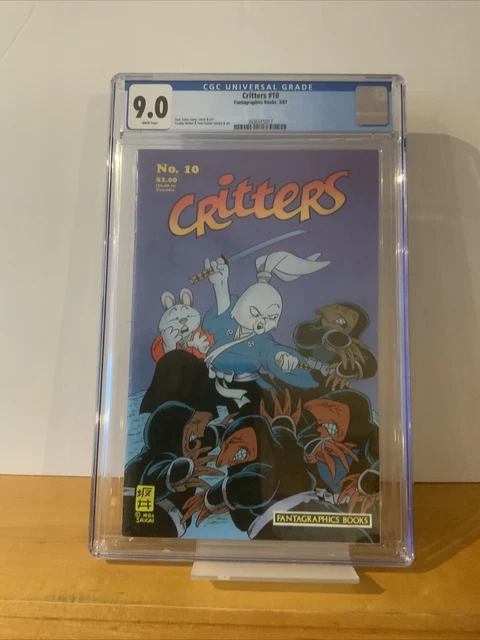 🔥Critters #10 Cgc 9.0*Fantagraphics 1987*White❄Pages*Sakai*Usagi Yojimbo Cover